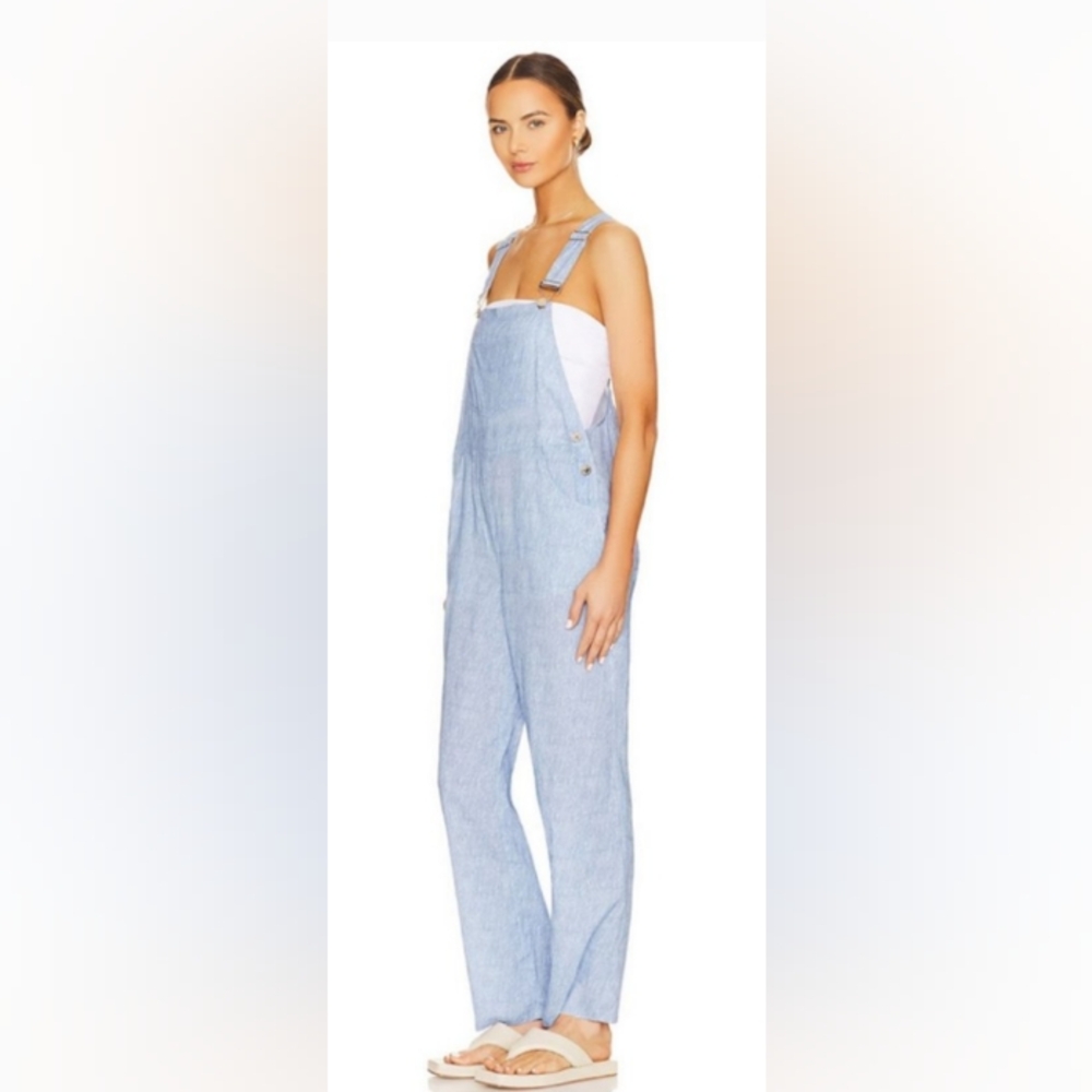 NWT WeWoreWhat Overalls Basic Linen in Light Wash Denim Blue -  Size S